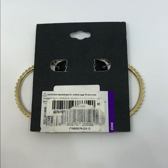 Gold Cream Hoops Pierced Earrings Nickel Free - Picture 4 of 4